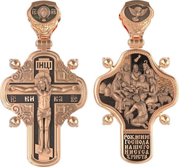 Крест из красного золота 585 пробы