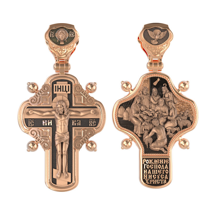 Крест из красного золота 585 пробы