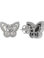 Серьги из белого золота c ониксом и перламутром