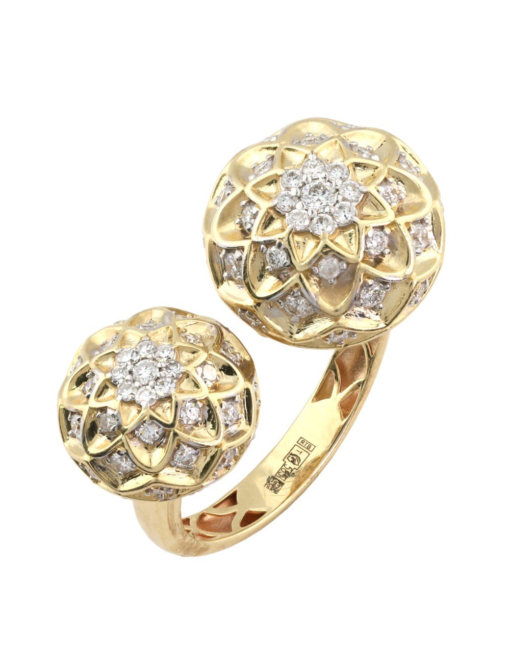 Кольцо из лимонного золота c бриллиантами