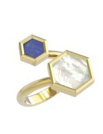 Кольцо из лимонного золота c лазуритом и перламутром