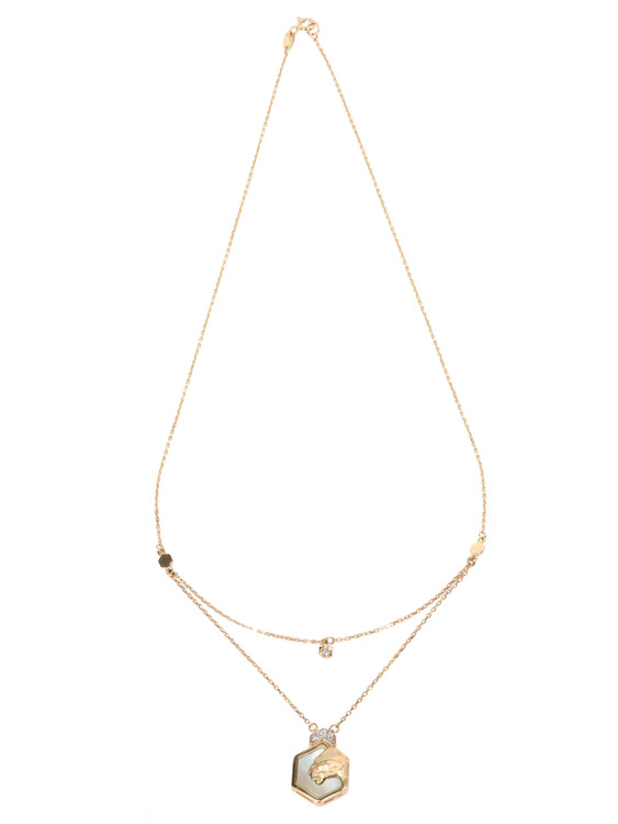 Колье из красного золота 585 пробы c бриллиантами и перламутром