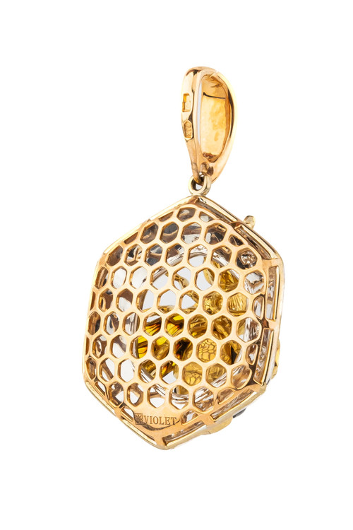 Подвеска из красного золота 585 пробы c эмалью, ониксом и эмалью