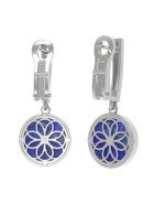 Серьги из белого золота c бриллиантами и лазуритом