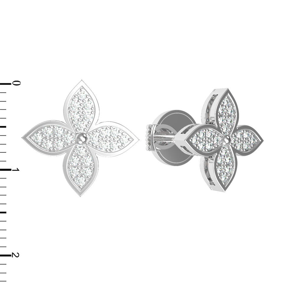 Серьги из белого золота 585 пробы c бриллиантами