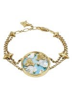 Браслет из лимонного золота c бирюзой и перламутром