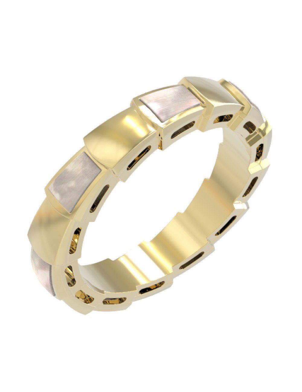 Кольцо из лимонного золота c перламутром