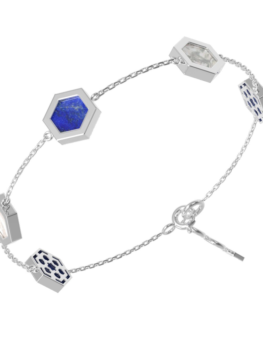 Браслет из белого золота c лазуритом и перламутром