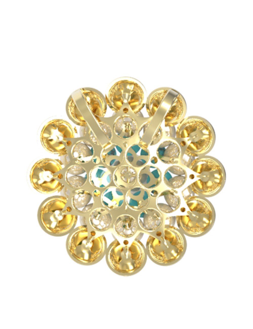 Подвеска из лимонного золота c бирюзой и перламутром