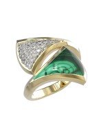 Кольцо из лимонного золота c бриллиантами и малахитом
