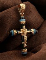 Крест из золота c ониксом и агатом