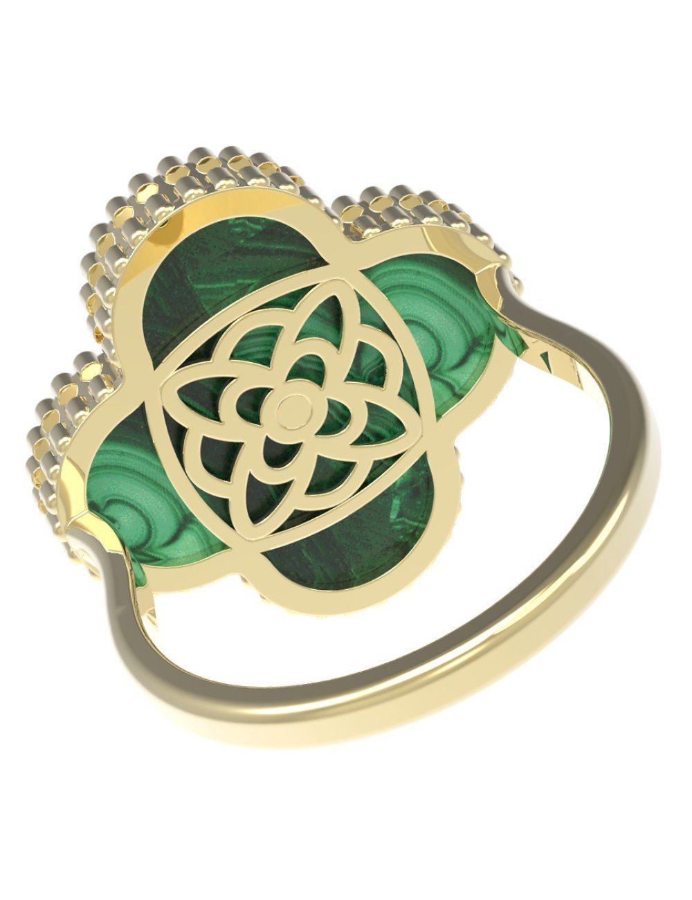 Кольцо из лимонного золота c бриллиантами и малахитом