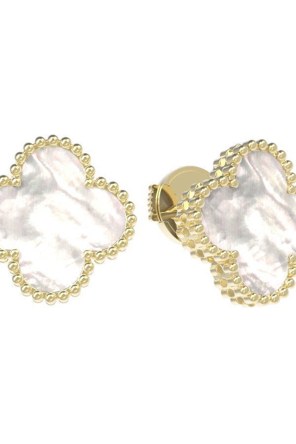 Серьги из лимонного золота c перламутром