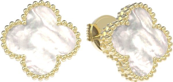 Серьги из лимонного золота c перламутром