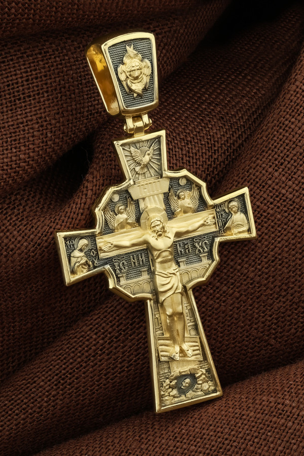 Крест из лимонного золота 585 пробы