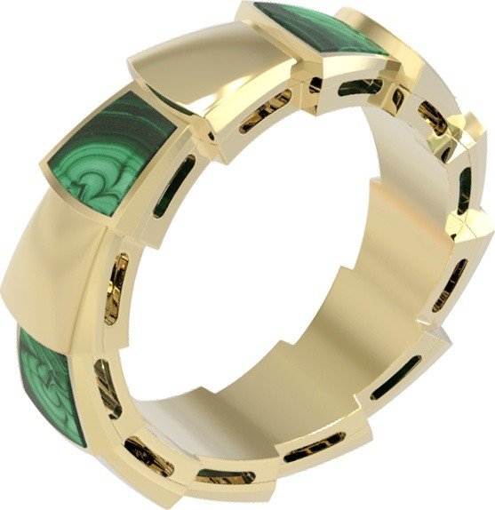 Кольцо из лимонного золота c малахитом