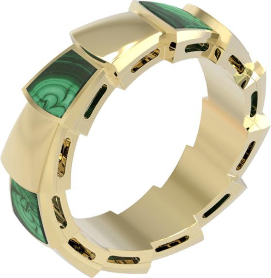 Кольцо из лимонного золота 585 пробы c малахитом