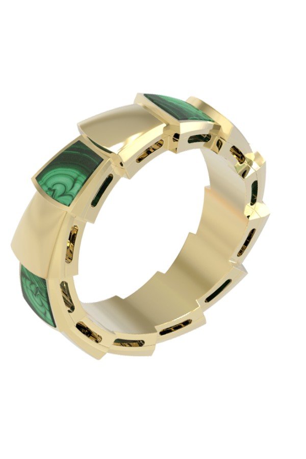 Кольцо из лимонного золота c малахитом