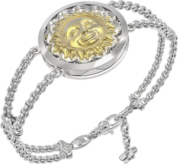 Браслет из белого золота 585 пробы c ониксом и перламутром