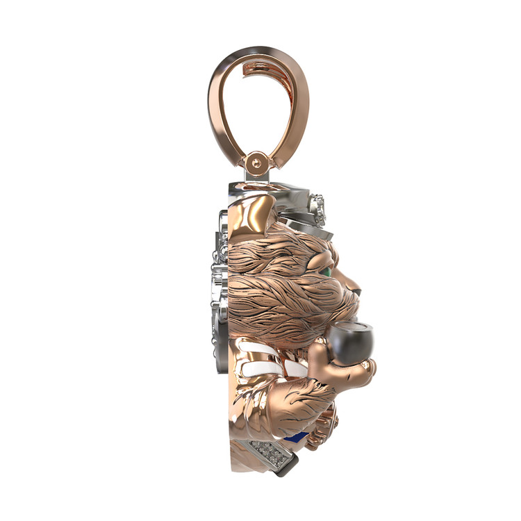 Подвеска из красного золота 585 пробы c эмалью, бриллиантами и рубином