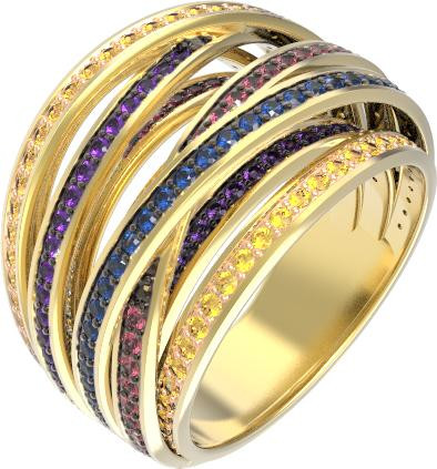 Кольцо из лимонного золота 585 пробы c фианитом