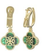 Серьги из лимонного золота c бриллиантами и малахитом