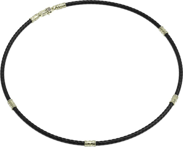 Цепь-шнурок кожа из зелёного золота 585 пробы c кожаным шнурком