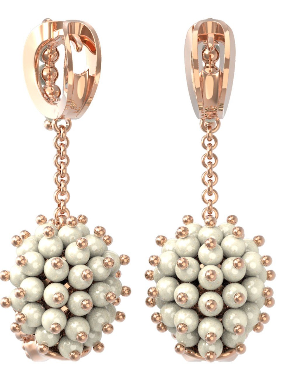 Серьги из золота c эмалью и жемчугом