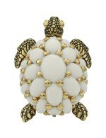 Кольцо из лимонного золота c эмалью и бивнем мамонта