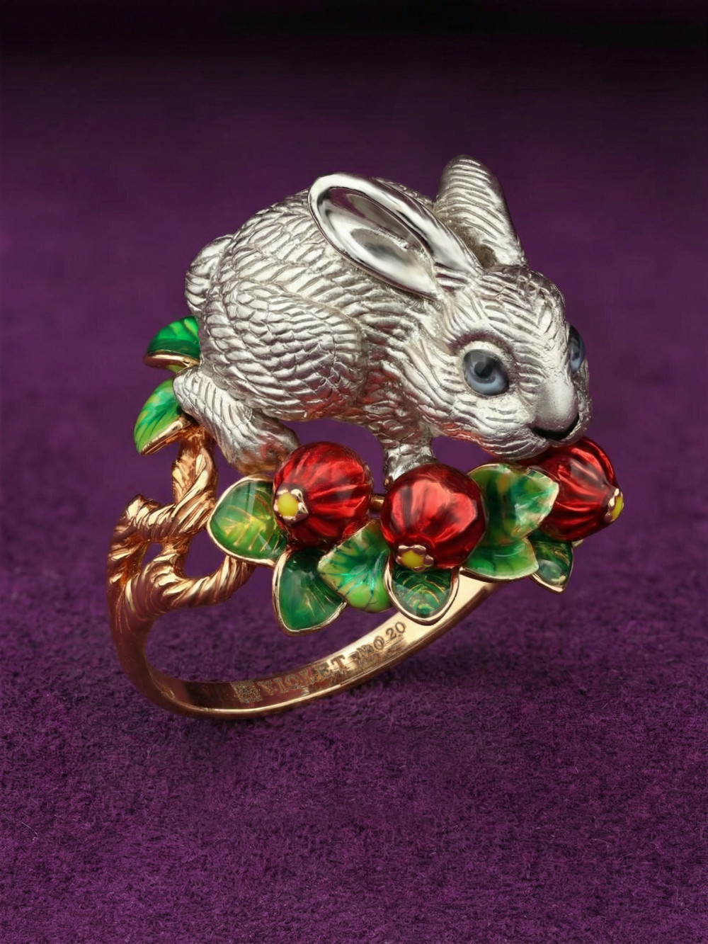 Кольцо из красного золота 585 пробы c эмалью