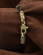 Браслет из лимонного золота c кожаным шнурком