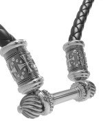 Гайтан из белого золота c кожаным шнурком