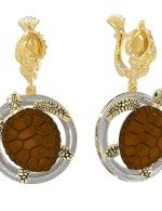 Серьги из лимонного золота c эмалью и железным деревом