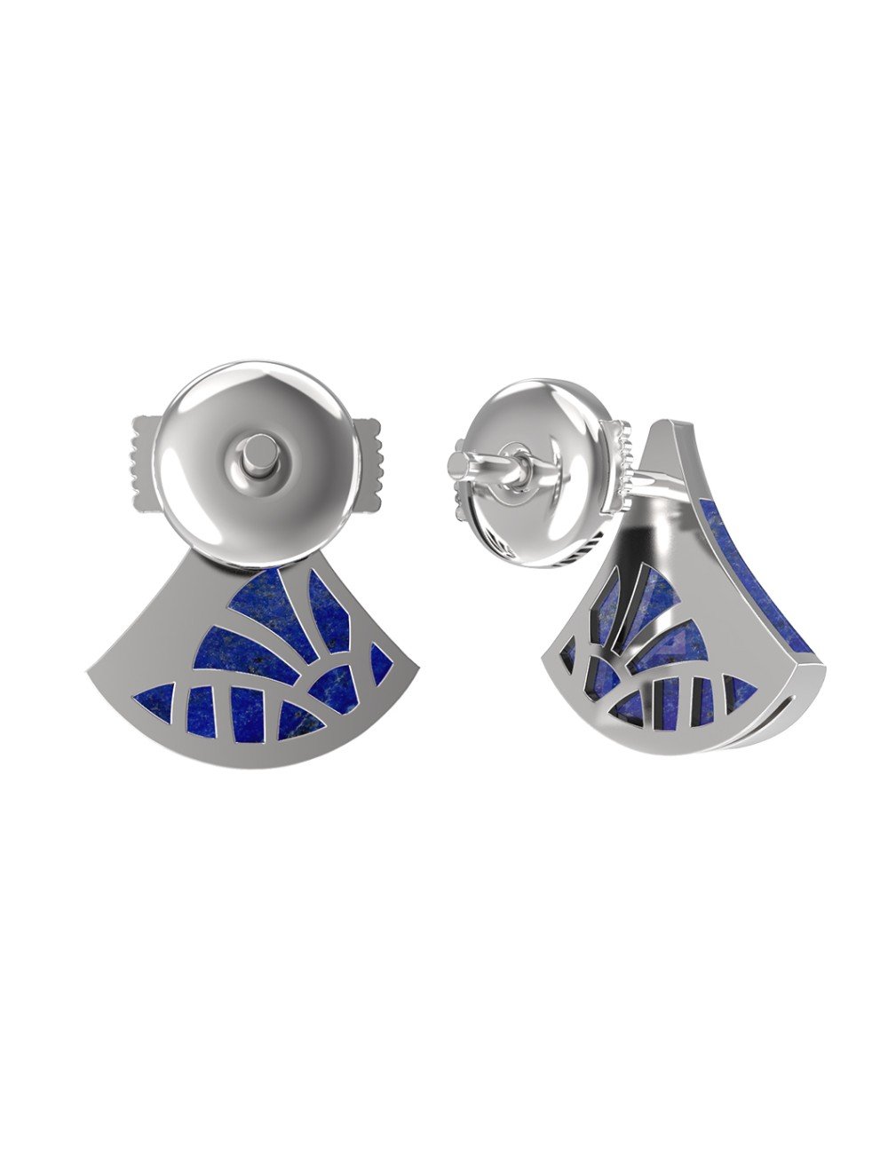 Серьги из белого золота c бриллиантами и лазуритом