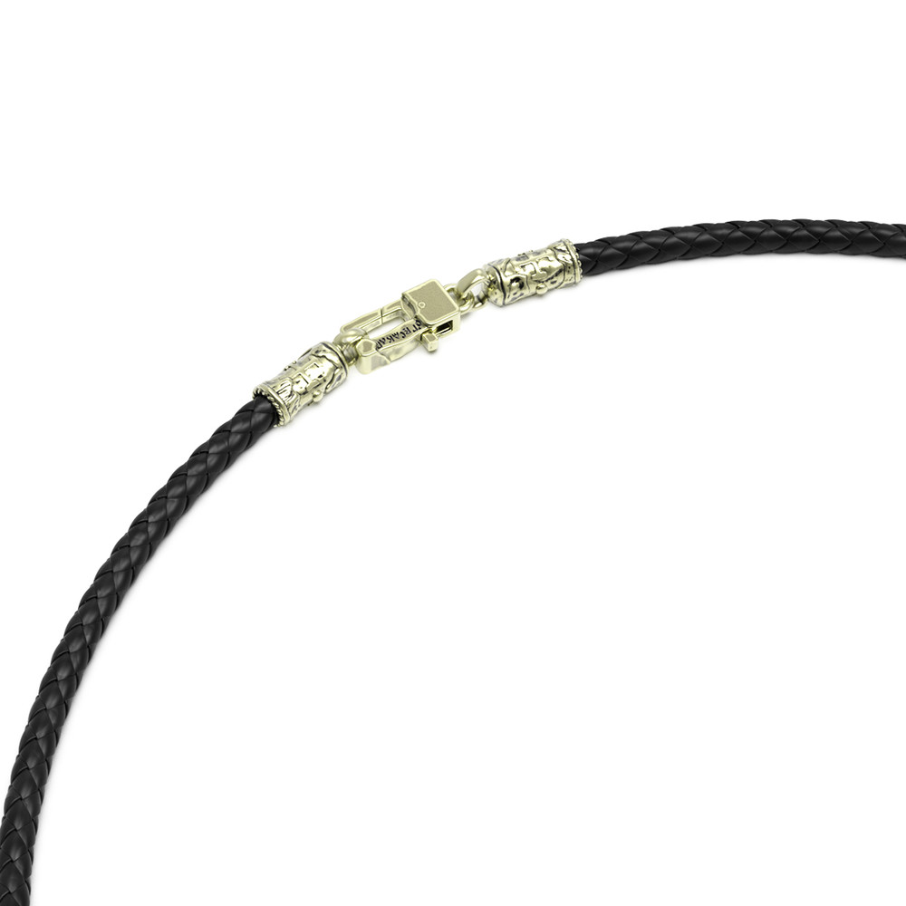 Цепь-шнурок кожа из зелёного золота 585 пробы c кожаным шнурком