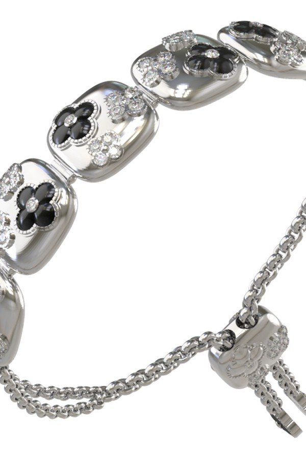 Браслет из белого золота c бриллиантами и ониксом
