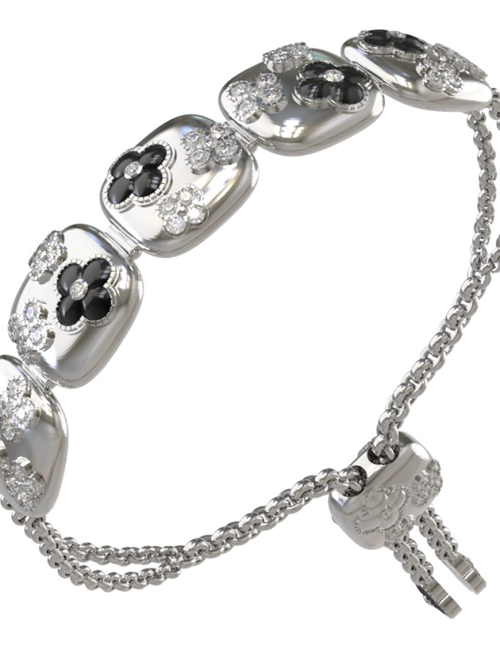 Браслет из белого золота c бриллиантами и ониксом