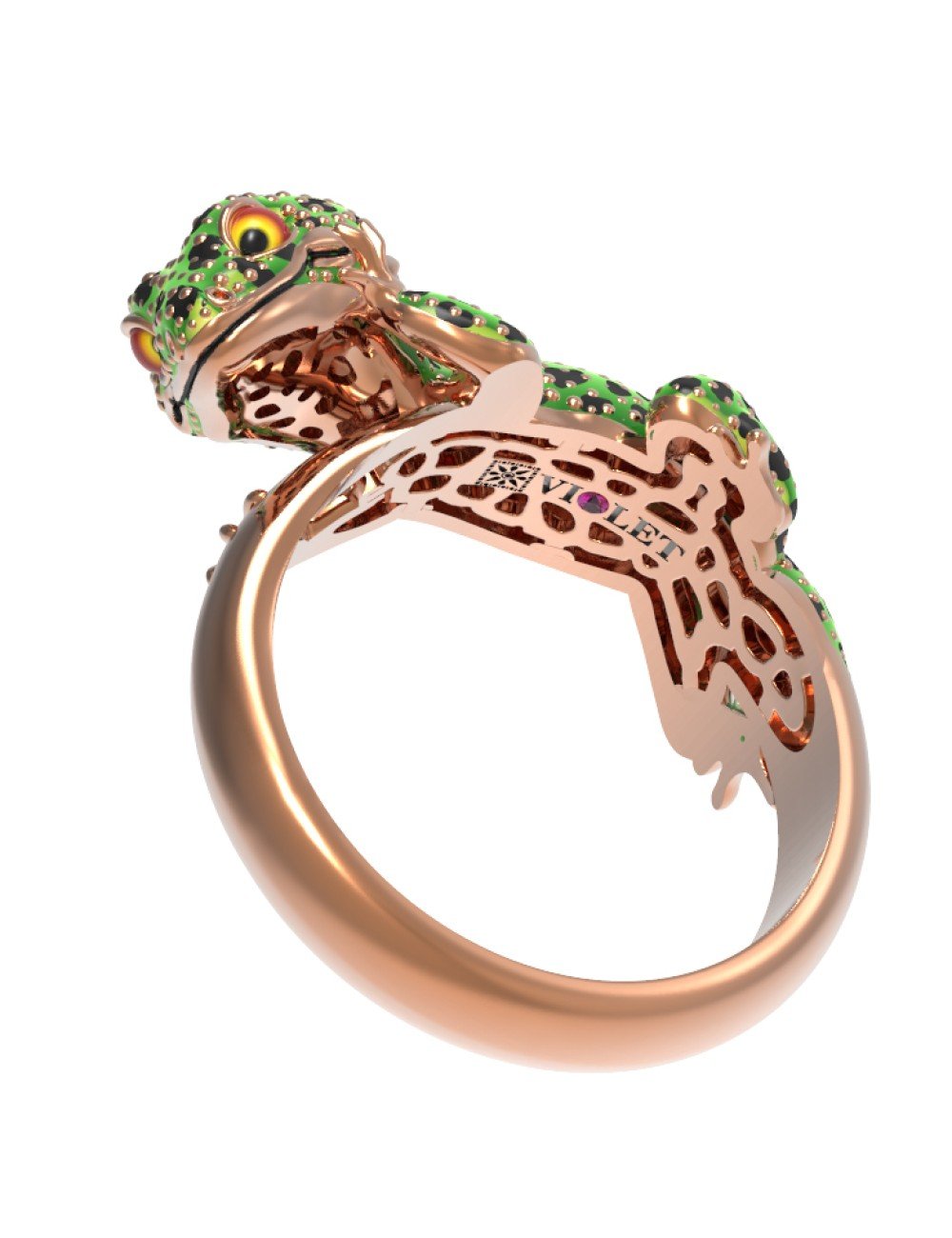 Кольцо из золота c эмалью и рубином