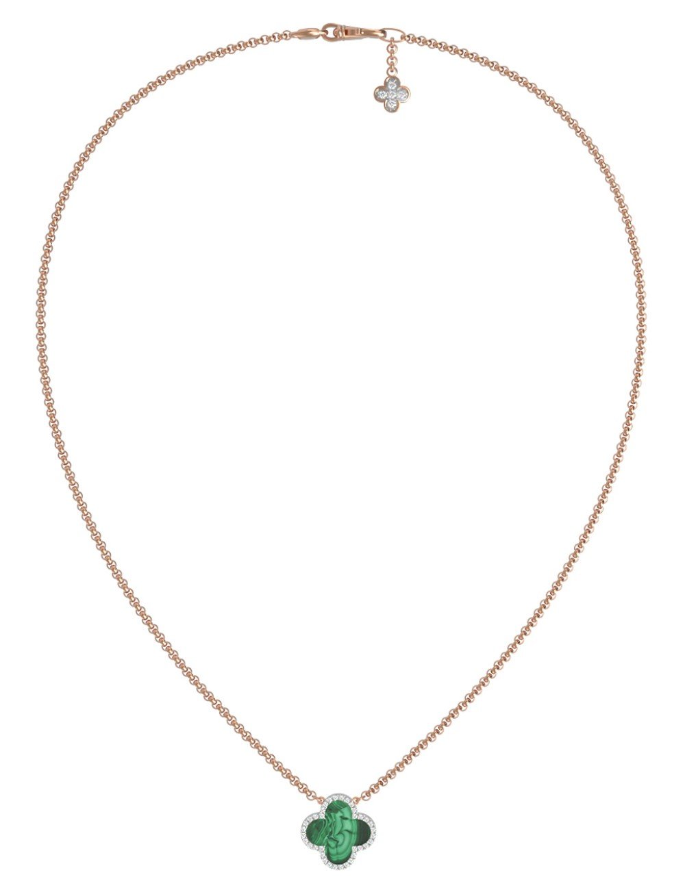 Колье из золота c бриллиантами и малахитом