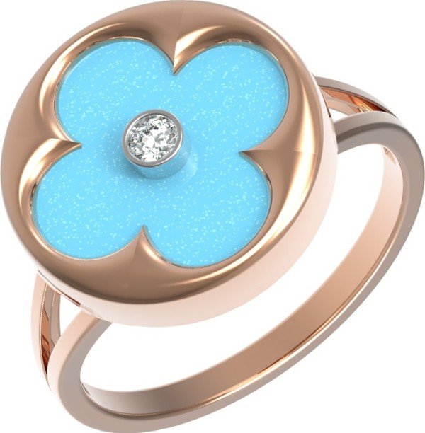 Кольцо из золота c бриллиантами и бирюзой