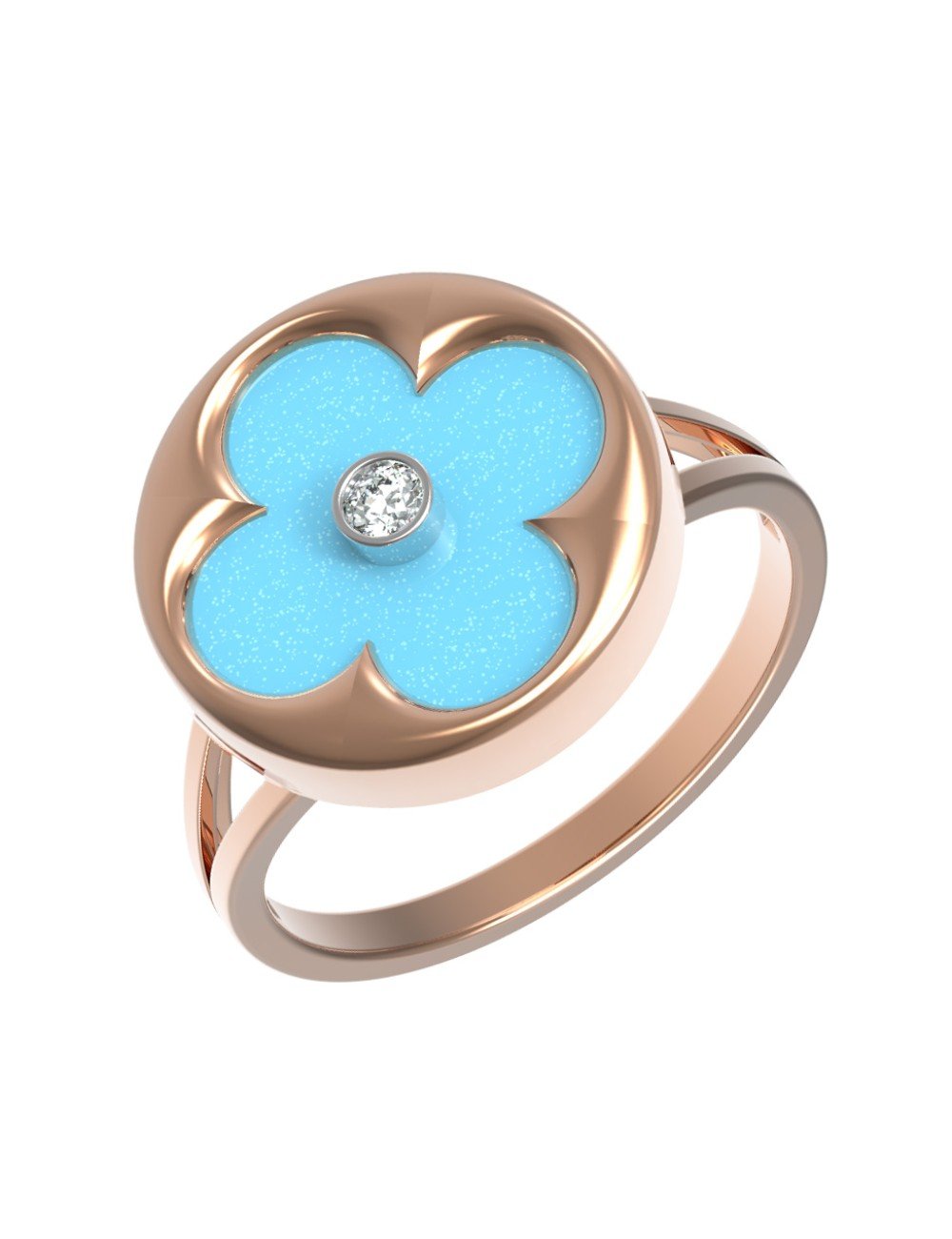 Кольцо из золота c бриллиантами и бирюзой