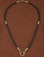 Гайтан из лимонного золота c кожаным шнурком