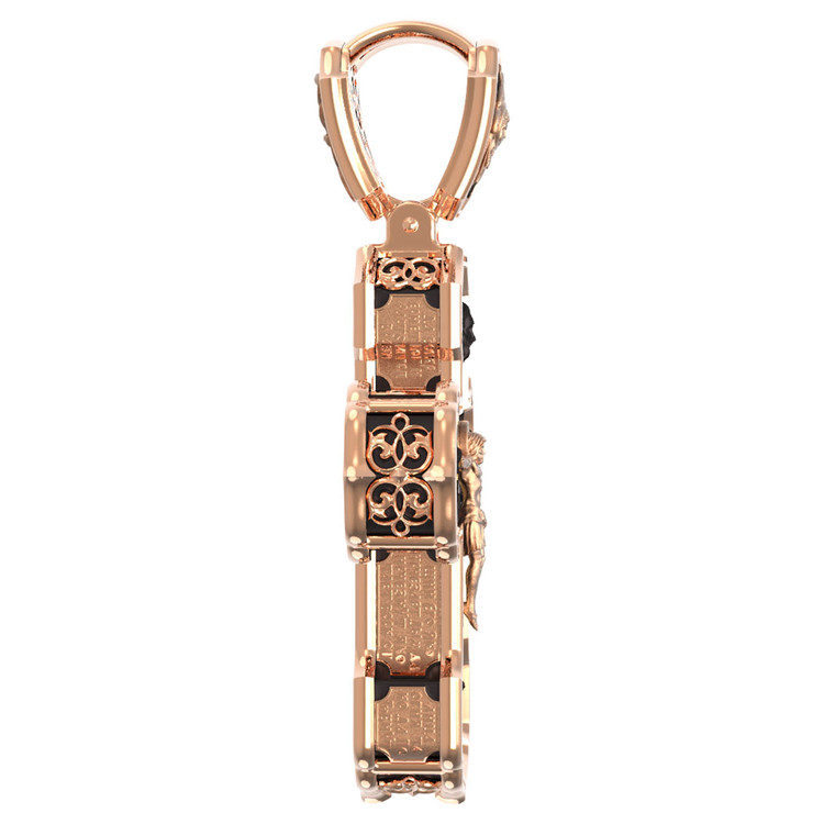 Крест из красного золота 585 пробы c эбеновым деревом