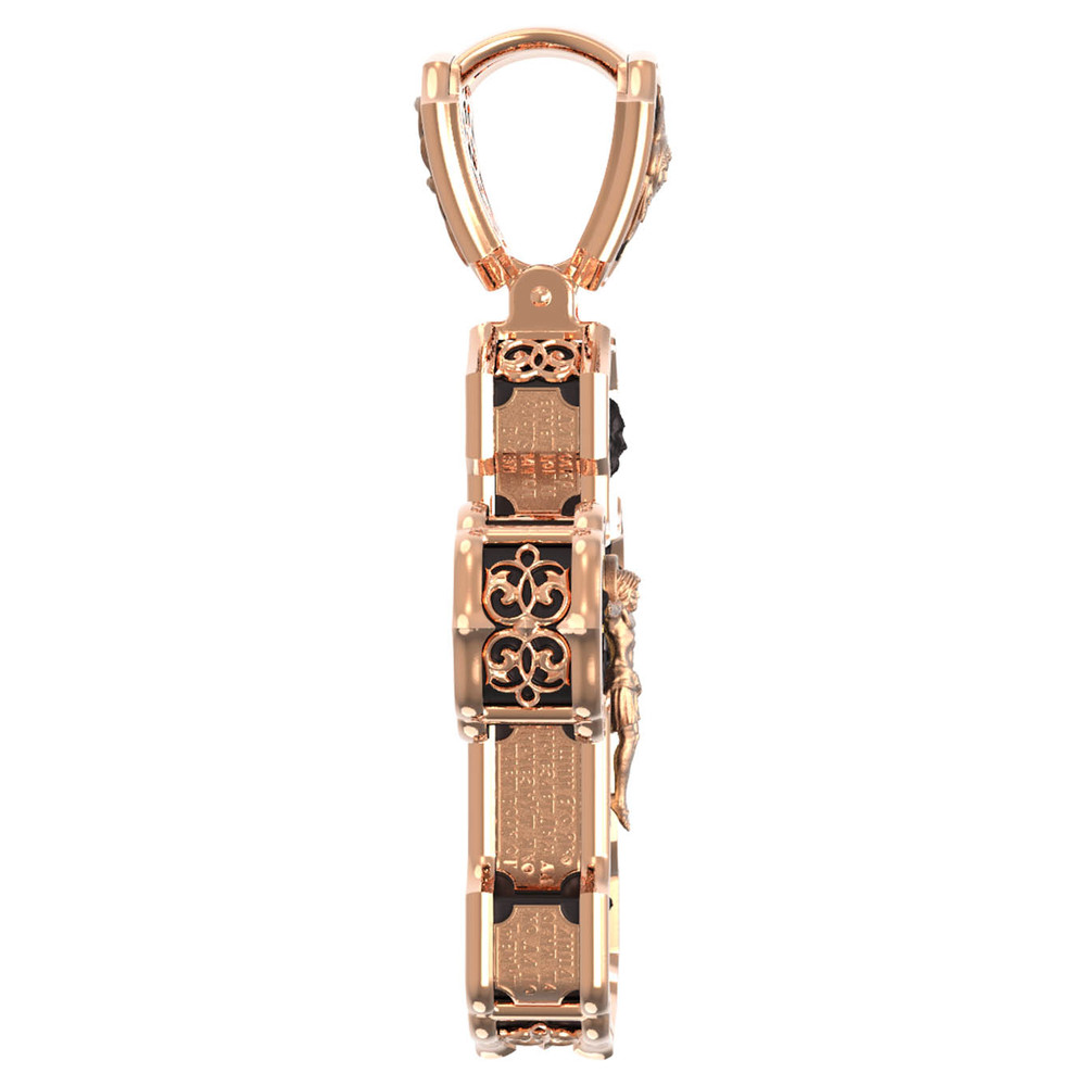 Крест из красного золота 585 пробы c эбеновым деревом