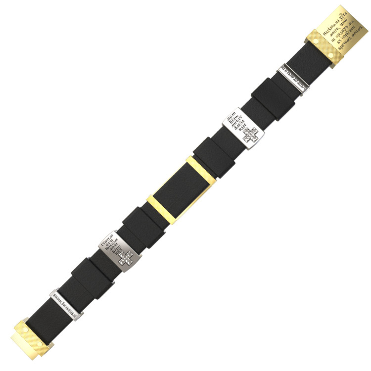 Браслет из лимонного золота 585 пробы c кожаным шнурком