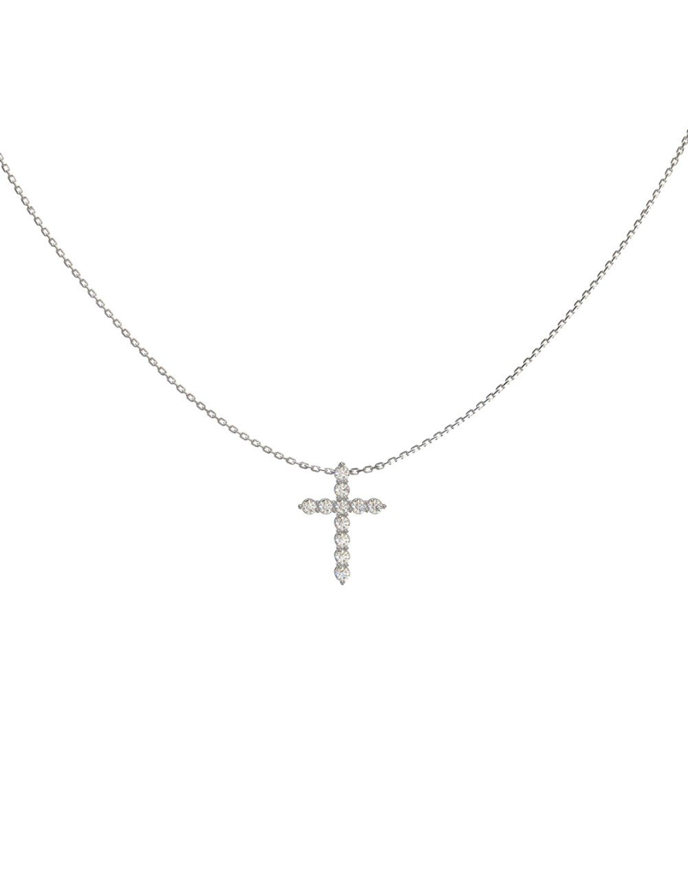 Крест из белого золота c бриллиантами