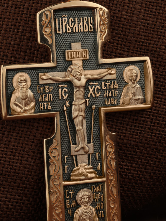 Крест из красного золота 585 пробы