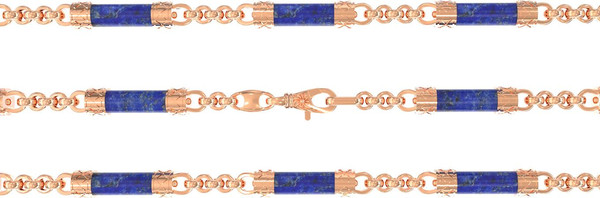 Цепь из красного золота 585 пробы c лазуритом