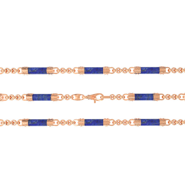 Цепь из красного золота 585 пробы c лазуритом
