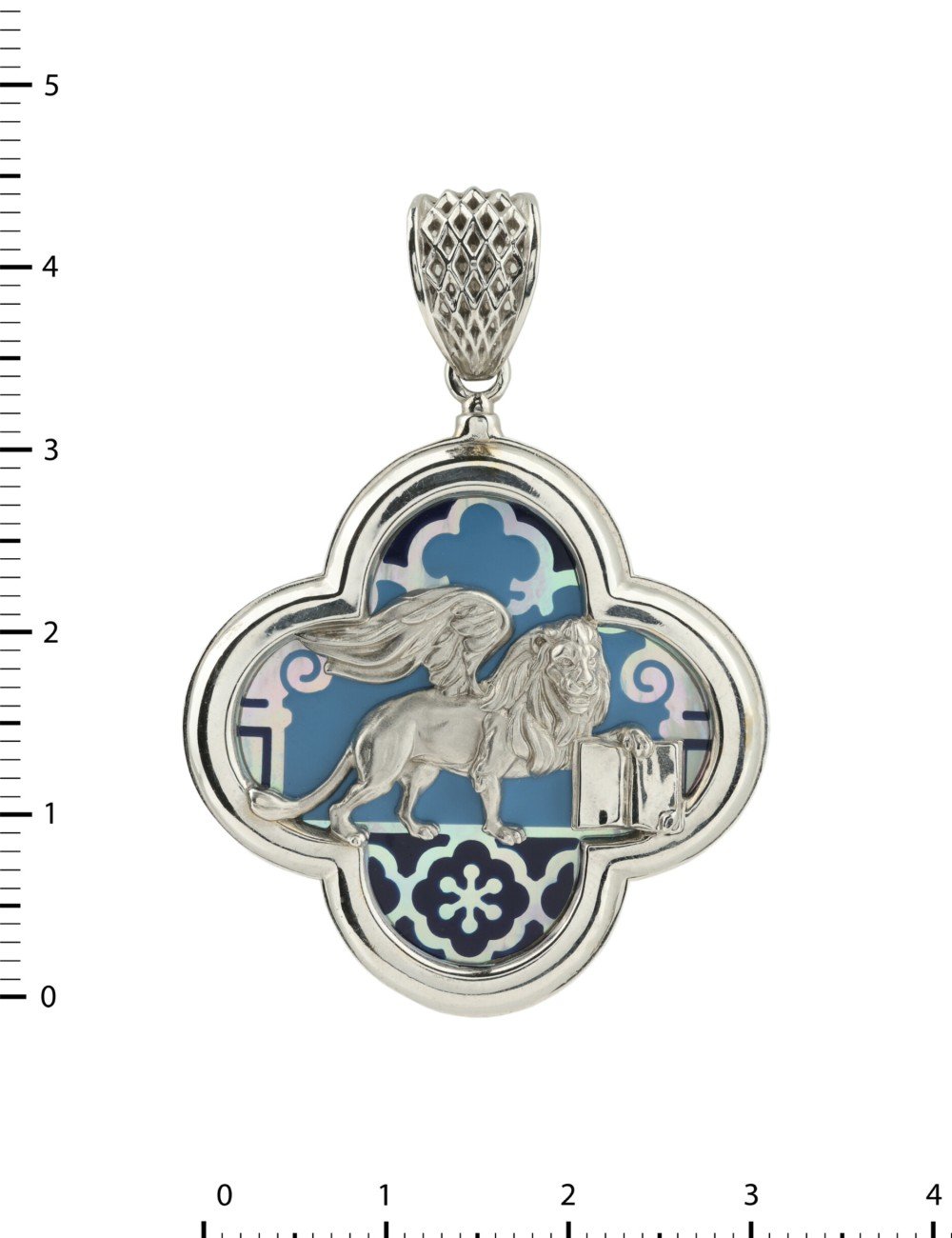 Подвеска из белого золота c эмалью и перламутром